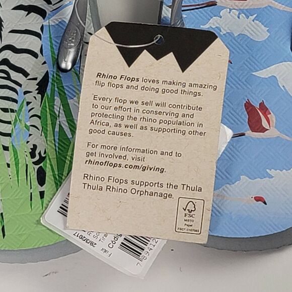 Flip Flops Women's Size 5/6 ZEBRA Beach Vacation Sandals Casual Shoe Rhino Flops - Picture 3 of 4